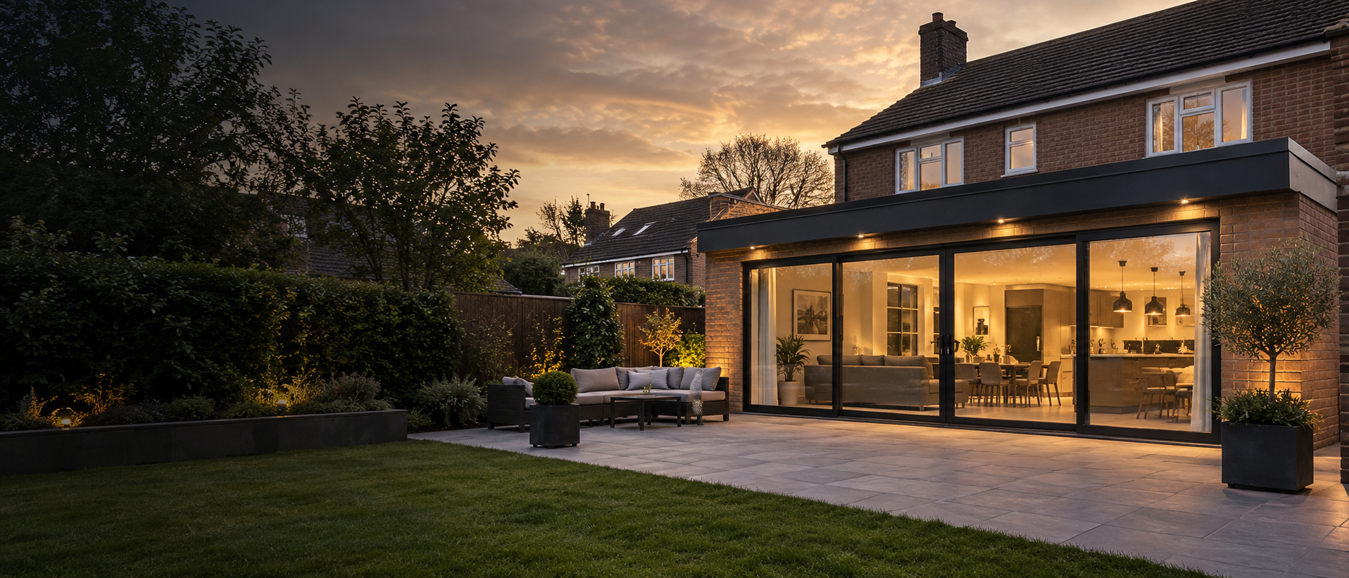 Contemporary rear extension on a British family home